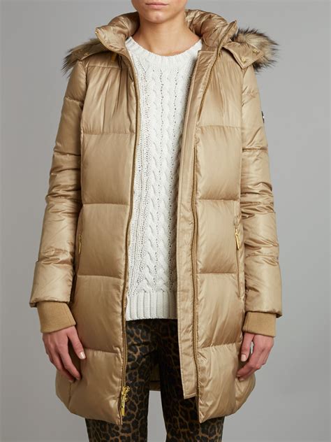 michael kors fur hood coat|michael kors ladies padded coats.